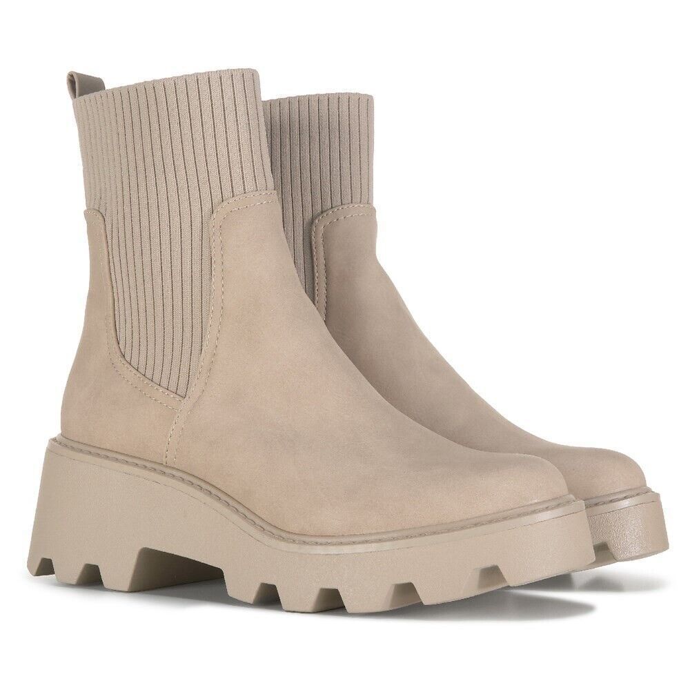 Dolce Vita Villa Lug Bootie Stone Sz 8 NEW Pull On Chelsea Boot